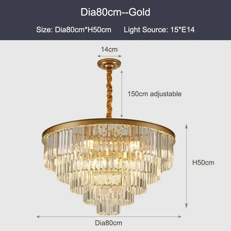 Modern black gold crystal ceiling chandelier for living room