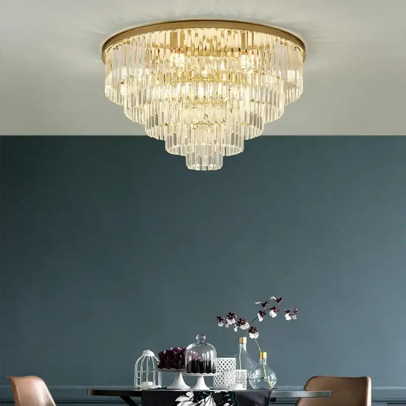 Modern black gold crystal ceiling chandelier for living room