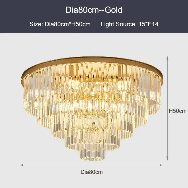 Modern black gold crystal ceiling chandelier for living room