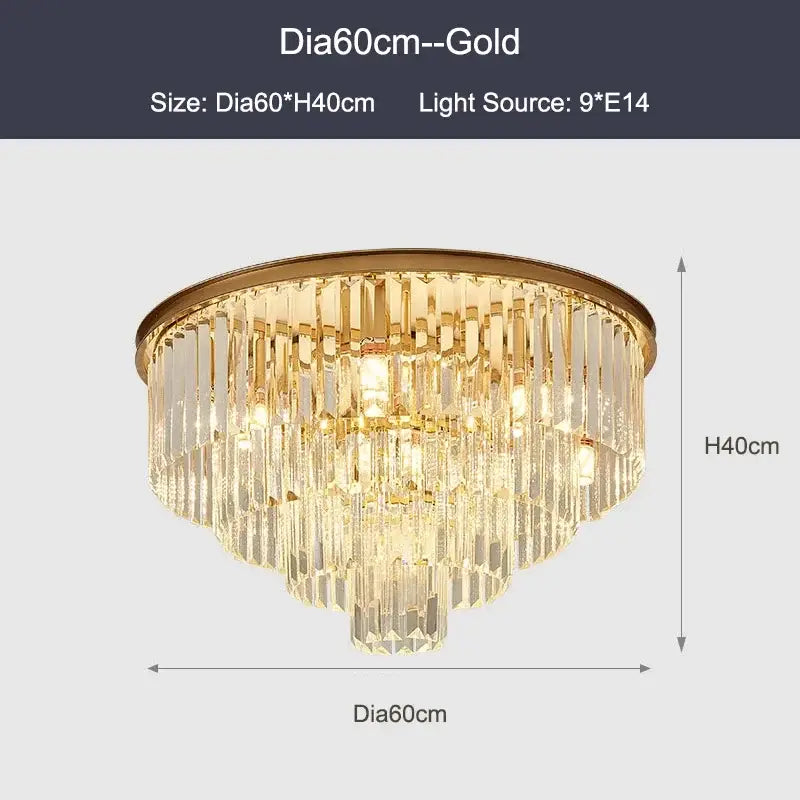 Modern black gold crystal ceiling chandelier for living room