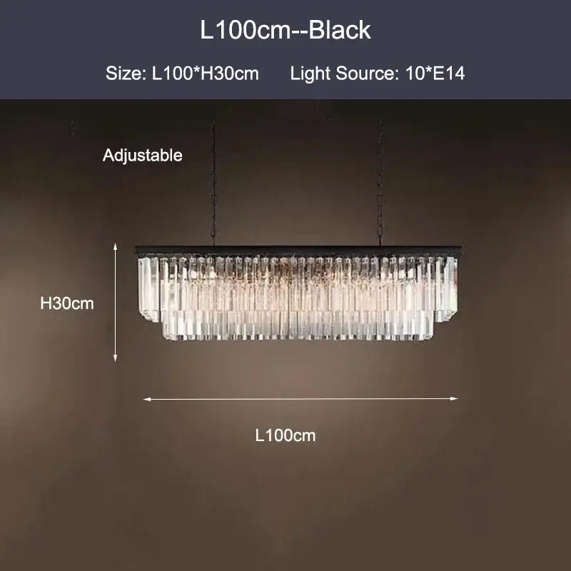 Modern black gold crystal ceiling chandelier for living room