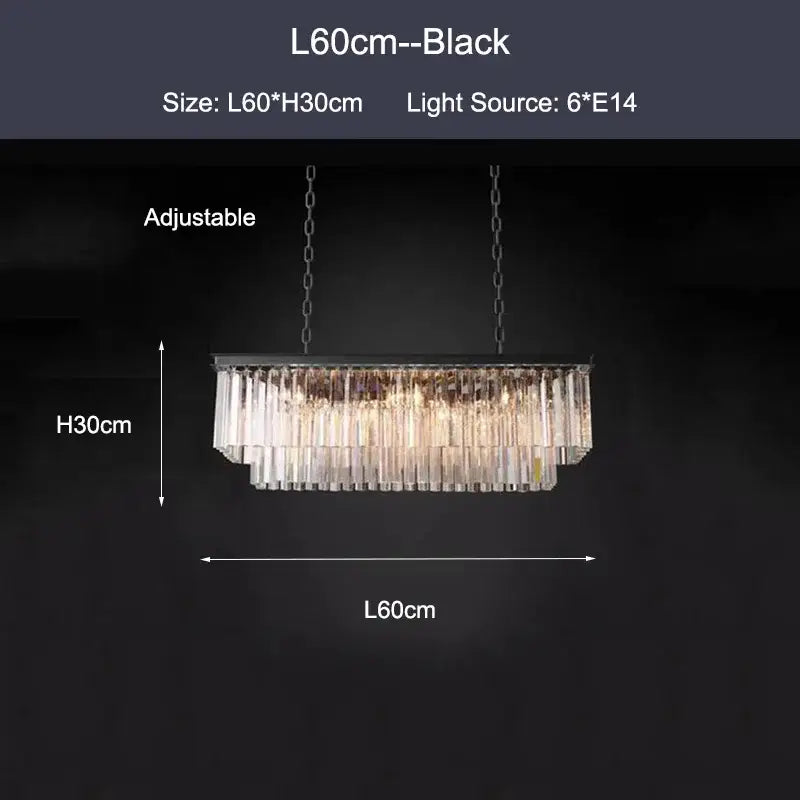 Modern black gold crystal ceiling chandelier for living room