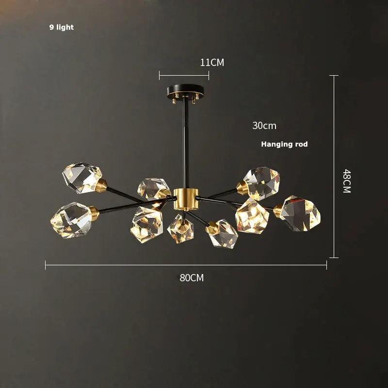 Luxury black & gold crystal chandelier for dining room