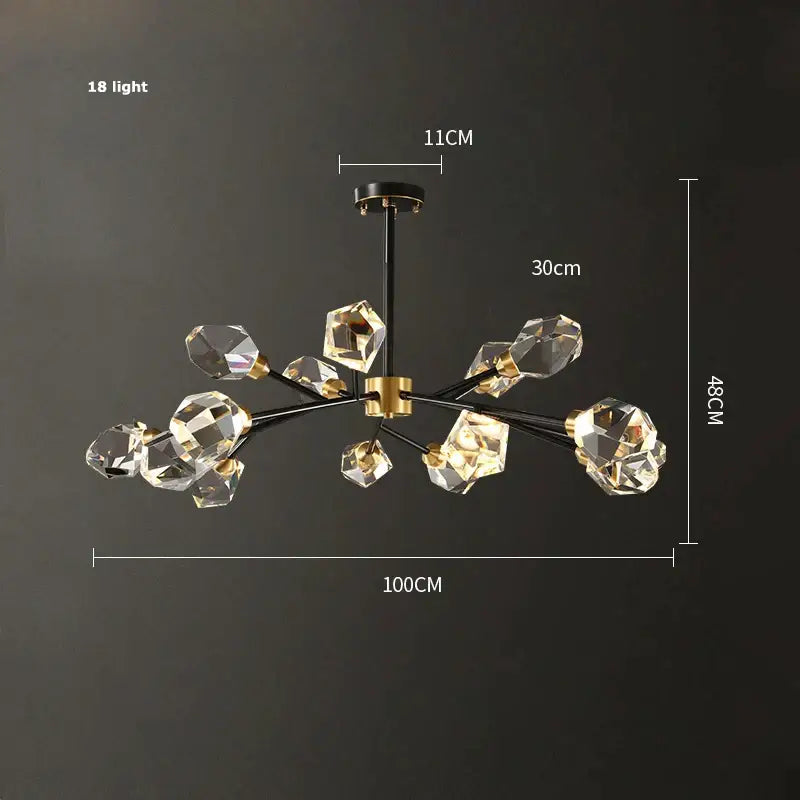 Luxury black & gold crystal chandelier for dining room