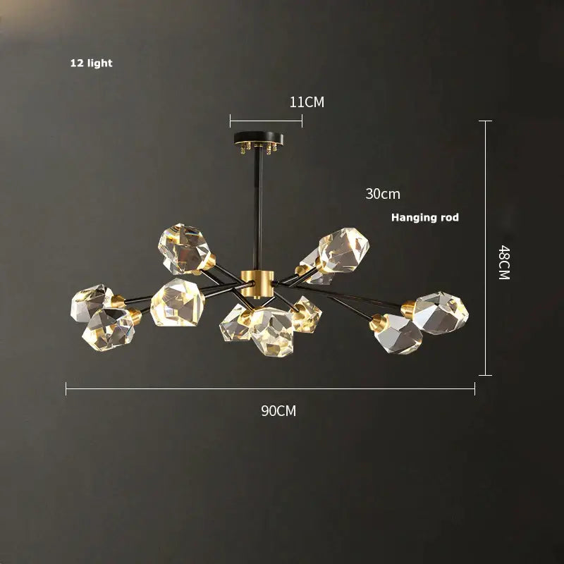 Luxury black & gold crystal chandelier for dining room