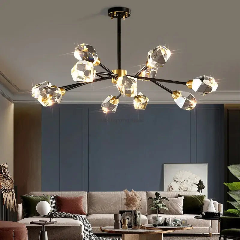 Luxury black & gold crystal chandelier for dining room