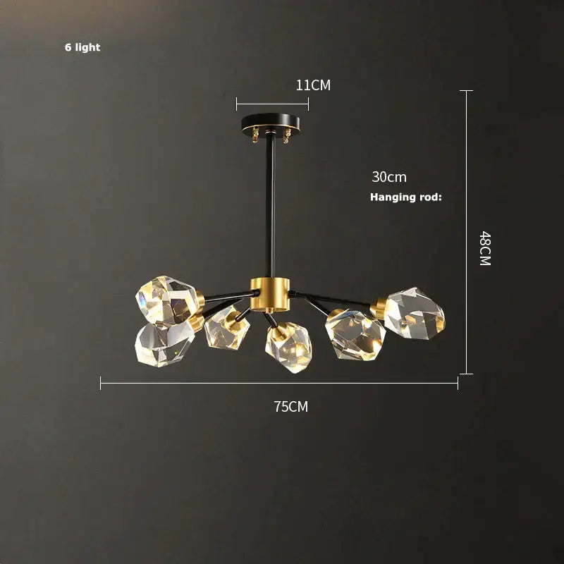 Luxury black & gold crystal chandelier for dining room