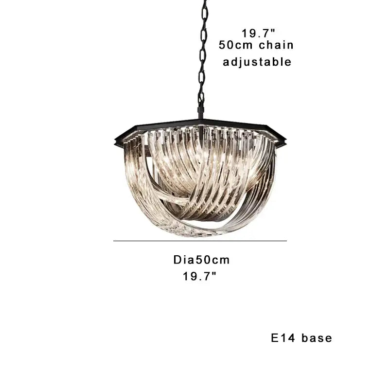 Luxury black gold crystal glass pendant lights for dining room