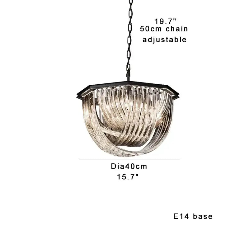 Luxury black gold crystal glass pendant lights for dining room