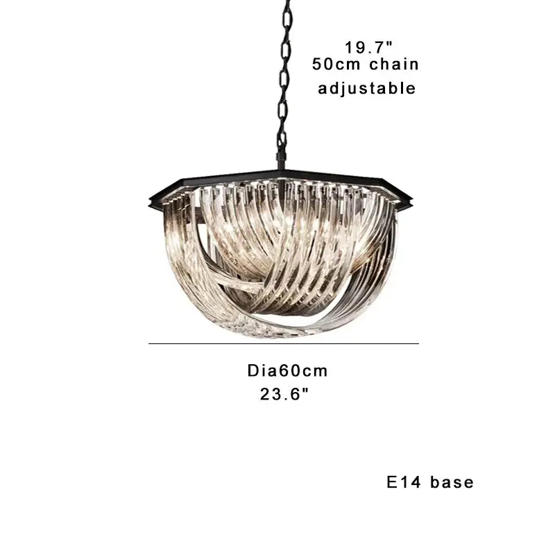 Luxury black gold crystal glass pendant lights for dining room