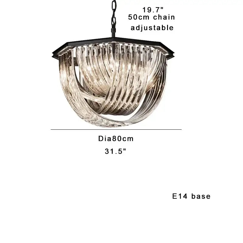 Luxury black gold crystal glass pendant lights for dining room