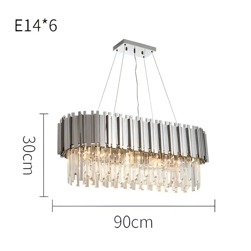 Modern black & gold crystal oval led chandelier dining room light