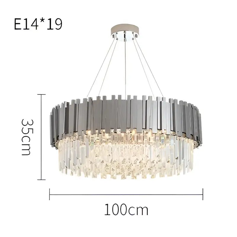Modern black & gold crystal oval led chandelier dining room light