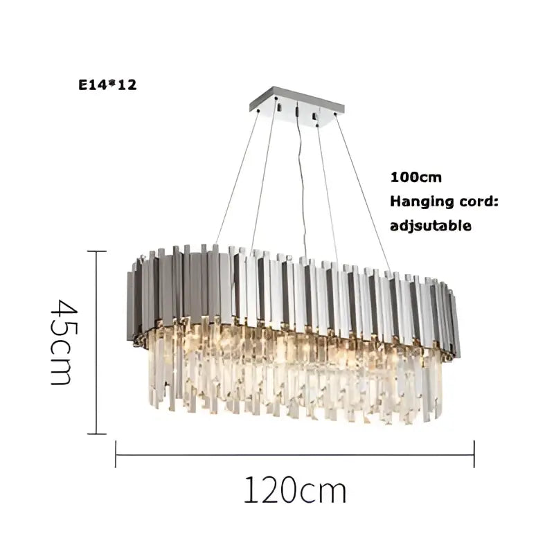 Modern black & gold crystal oval led chandelier dining room light