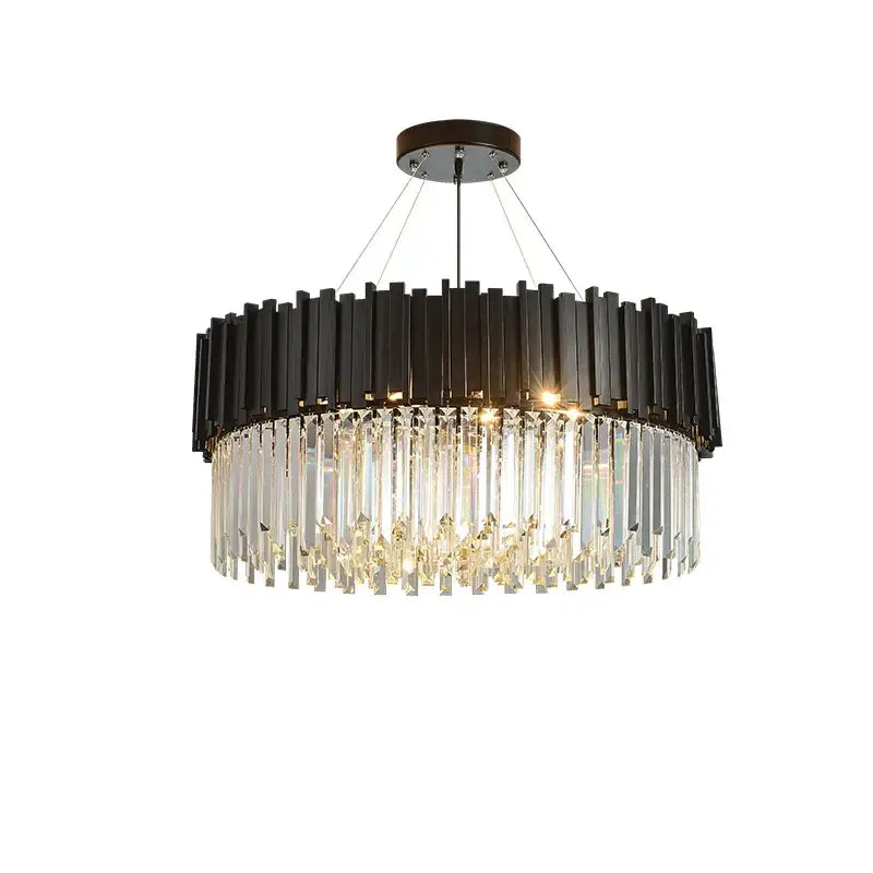Modern black & gold crystal oval led chandelier dining room light