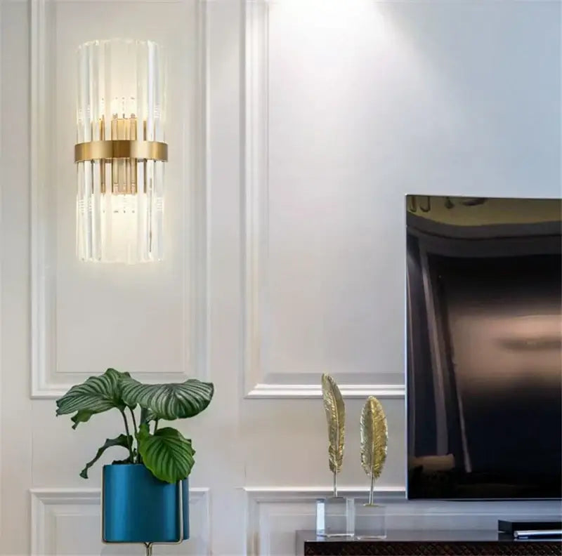 Modern black & gold crystal wall lights for bedroom living room