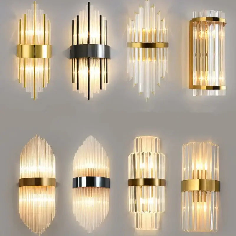 Modern black gold crystal wall sconce – bedroom led light