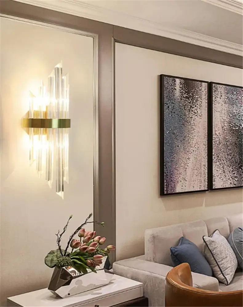 Modern black gold crystal wall sconce – bedroom led light