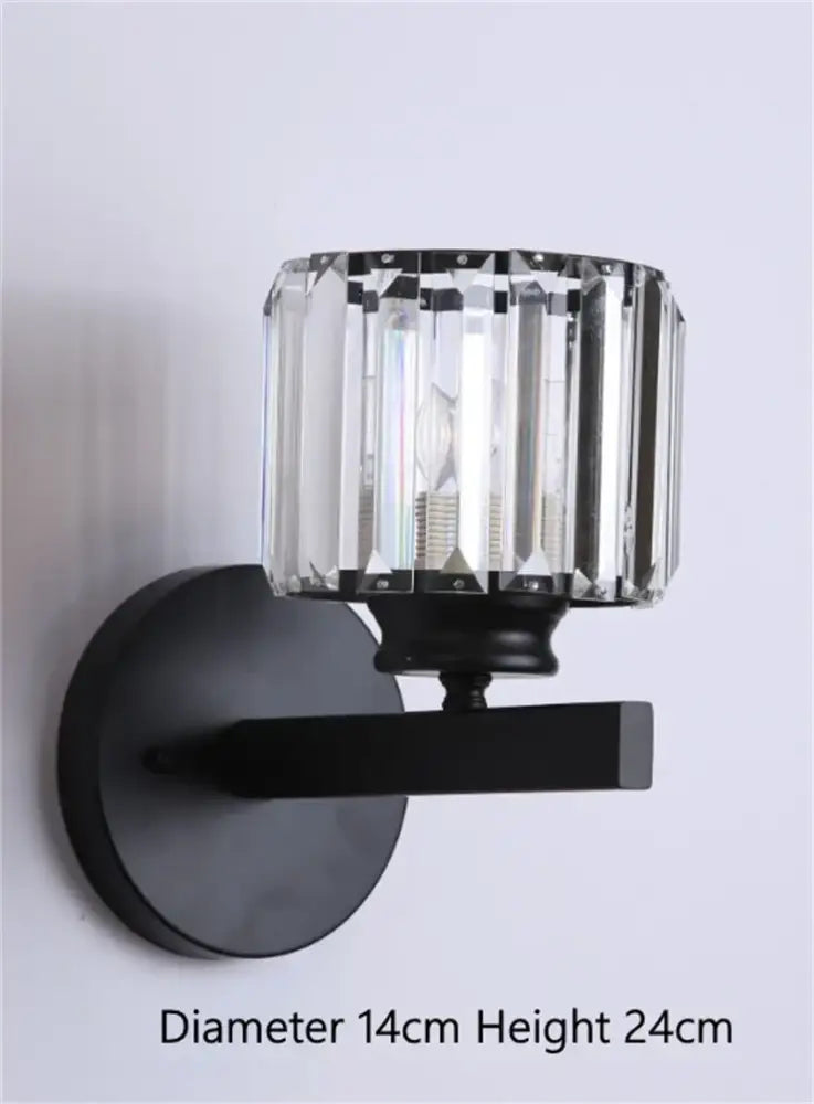 Modern black gold crystal wall sconce – bedroom led light