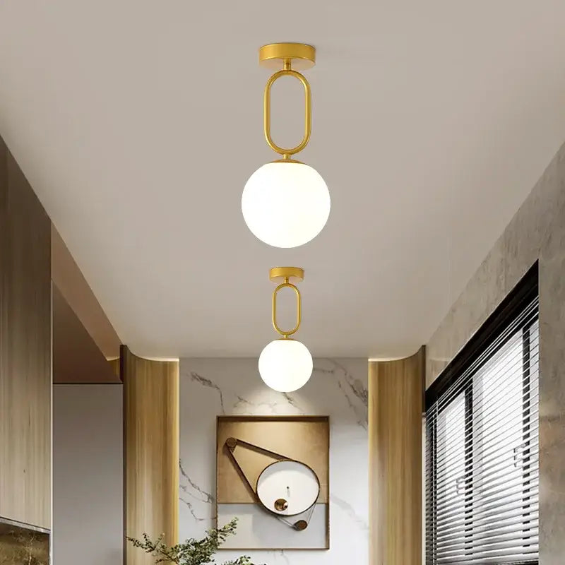 Modern black & gold glass ceiling lamp for living room