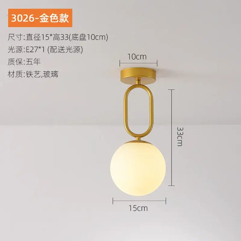 Modern black & gold glass ceiling lamp for living room