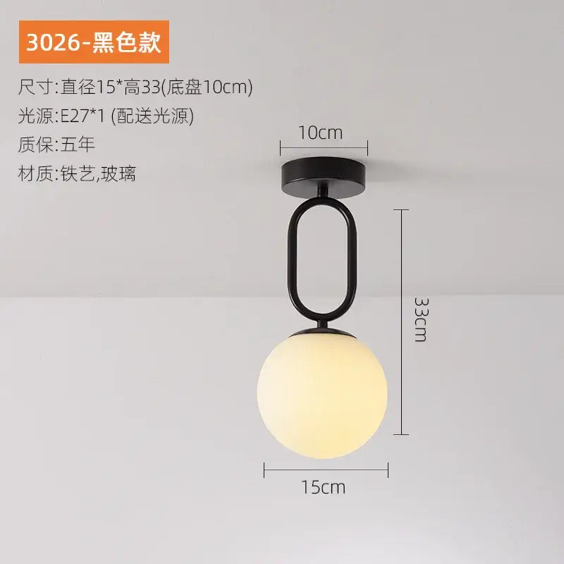 Modern black & gold glass ceiling lamp for living room