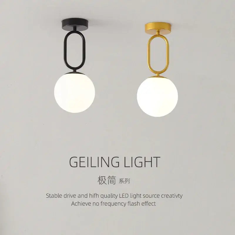 Modern black & gold glass ceiling lamp for living room