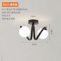 Modern black & gold glass ceiling light entryway twisted metal arms