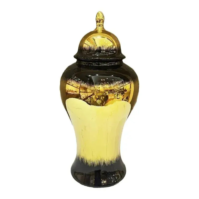 Modern black gold gradated ginger jar living room ceramic vase