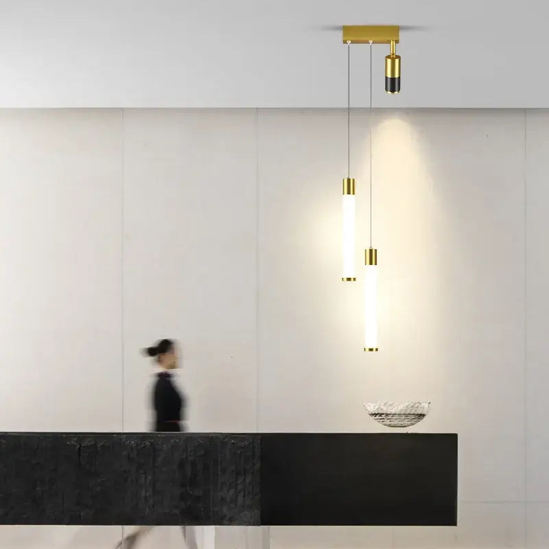 Modern black & gold hanging pendant crystal light for bedroom