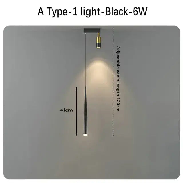 Modern black & gold hanging pendant crystal light for bedroom