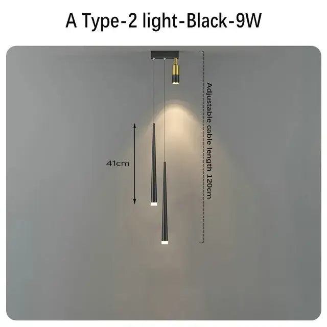 Modern black & gold hanging pendant crystal light for bedroom
