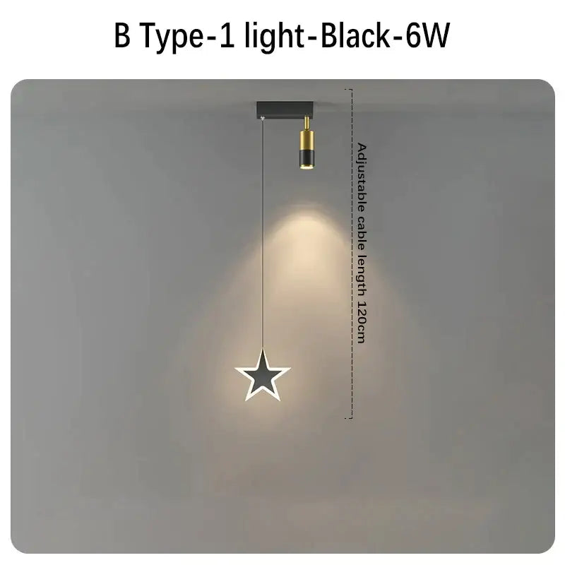 Modern black & gold hanging pendant crystal light for bedroom