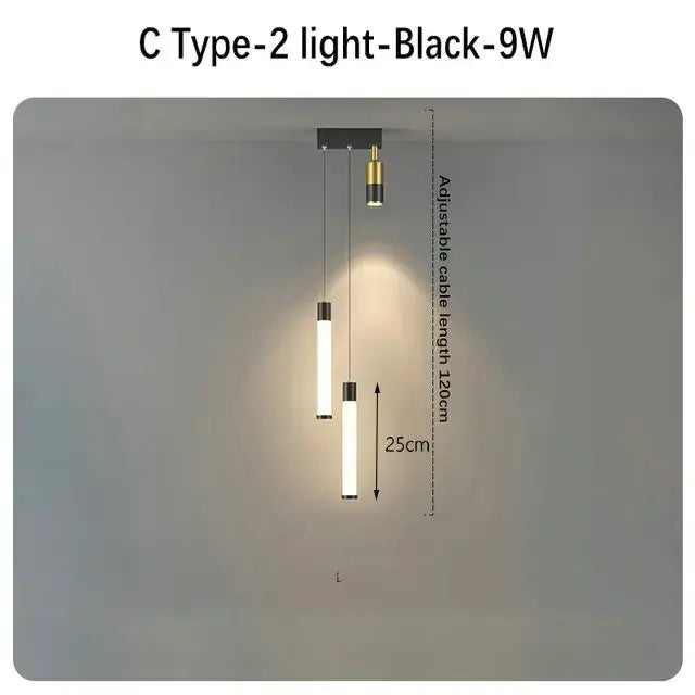 Modern black & gold hanging pendant crystal light for bedroom