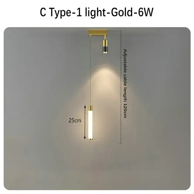 Modern black & gold hanging pendant crystal light for bedroom