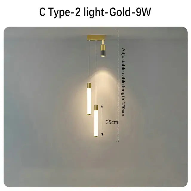 Modern black & gold hanging pendant crystal light for bedroom