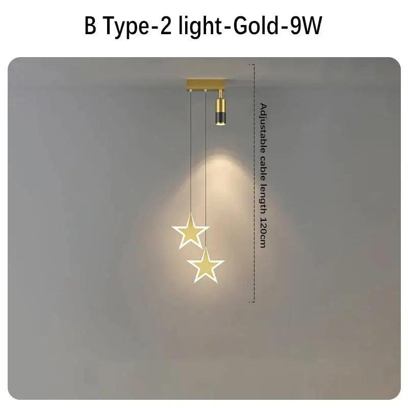 Modern black & gold hanging pendant crystal light for bedroom
