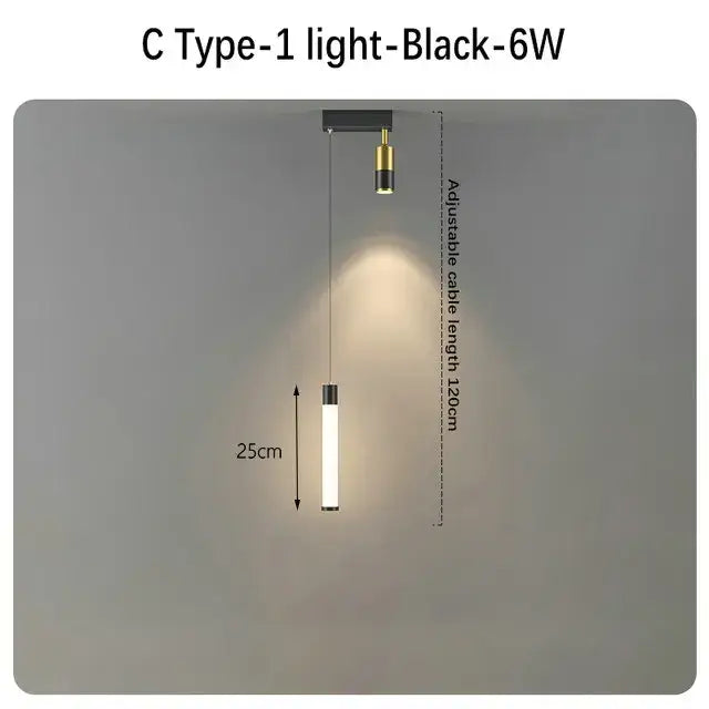 Modern black & gold hanging pendant crystal light for bedroom