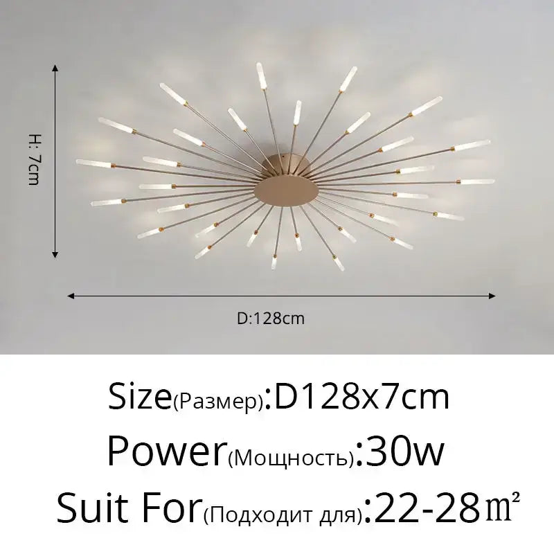 Modern black & gold led chandelier for living room sunburst design