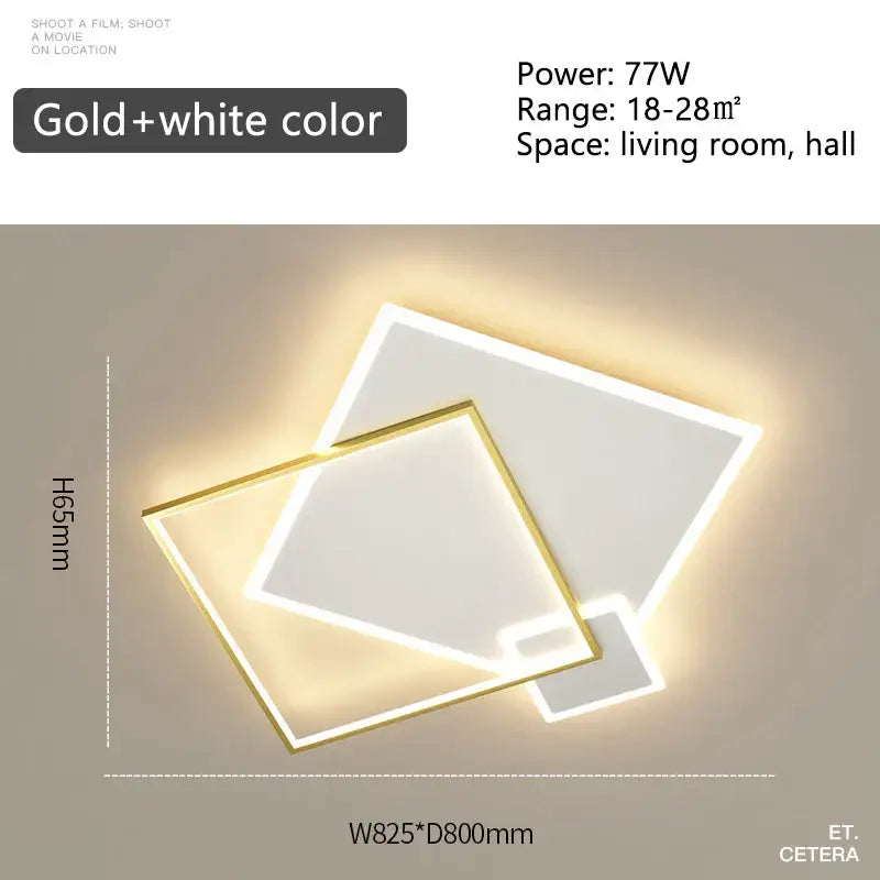 Modern black gold led geometric chandelier for living room