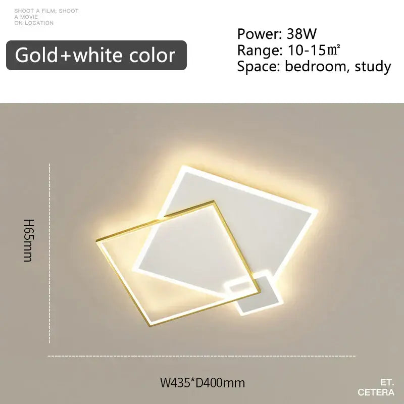 Modern black gold led geometric chandelier for living room