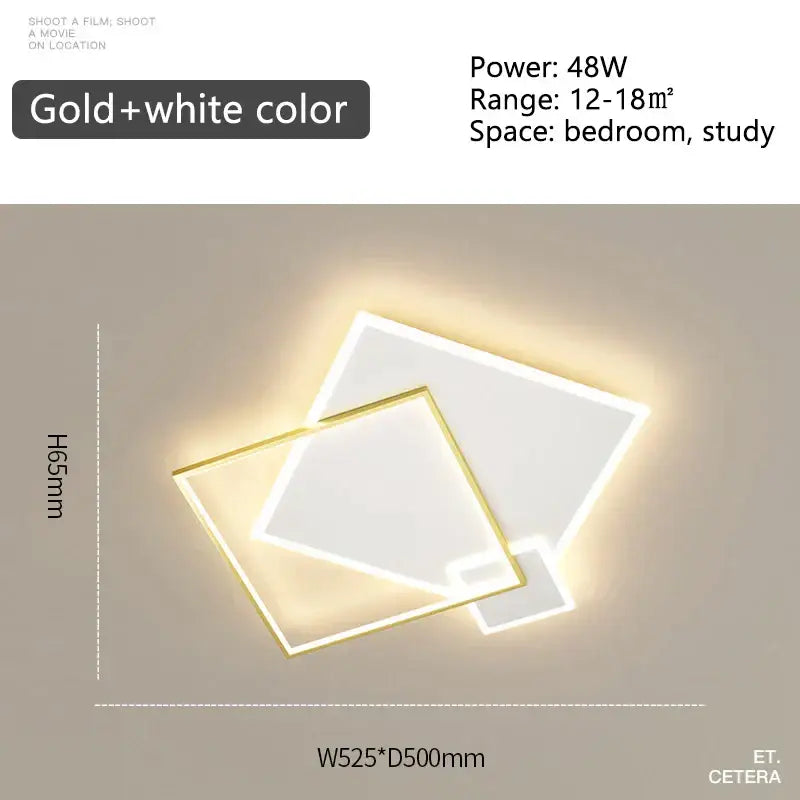 Modern black gold led geometric chandelier for living room