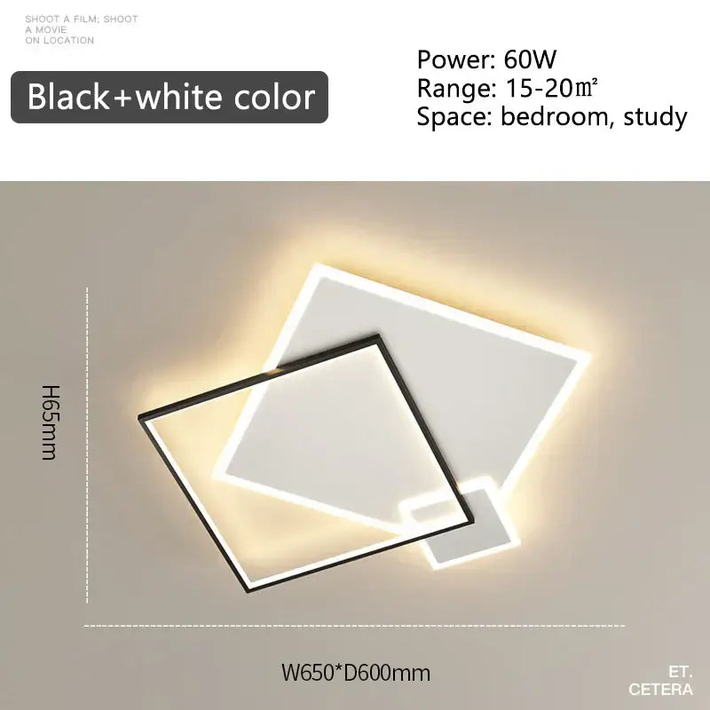 Modern black gold led geometric chandelier for living room