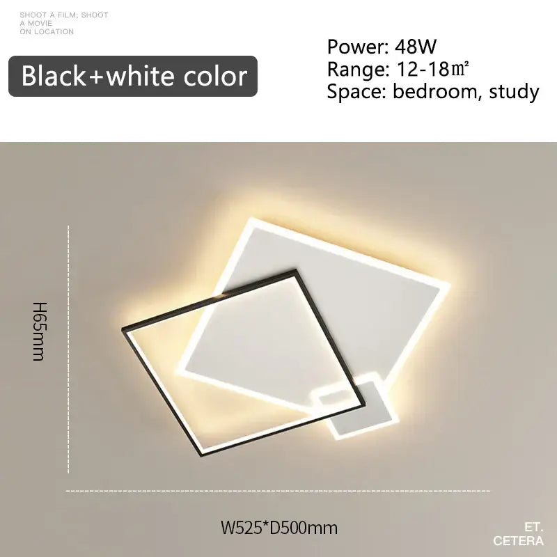 Modern black gold led geometric chandelier for living room