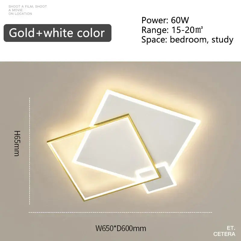 Modern black gold led geometric chandelier for living room