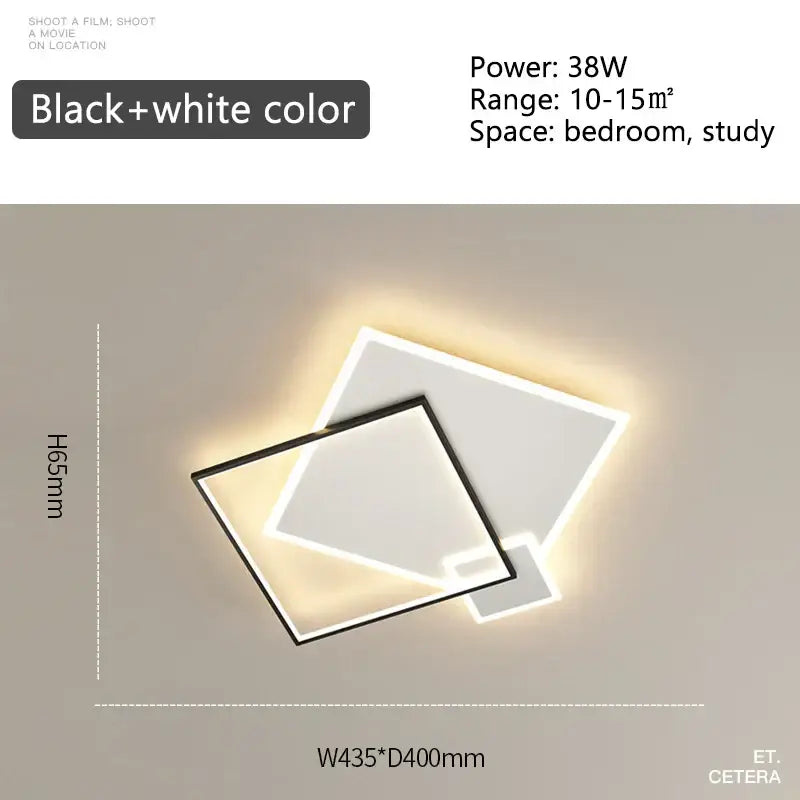 Modern black gold led geometric chandelier for living room