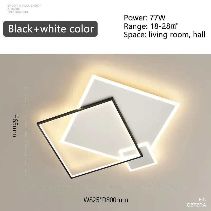 Modern black gold led geometric chandelier for living room