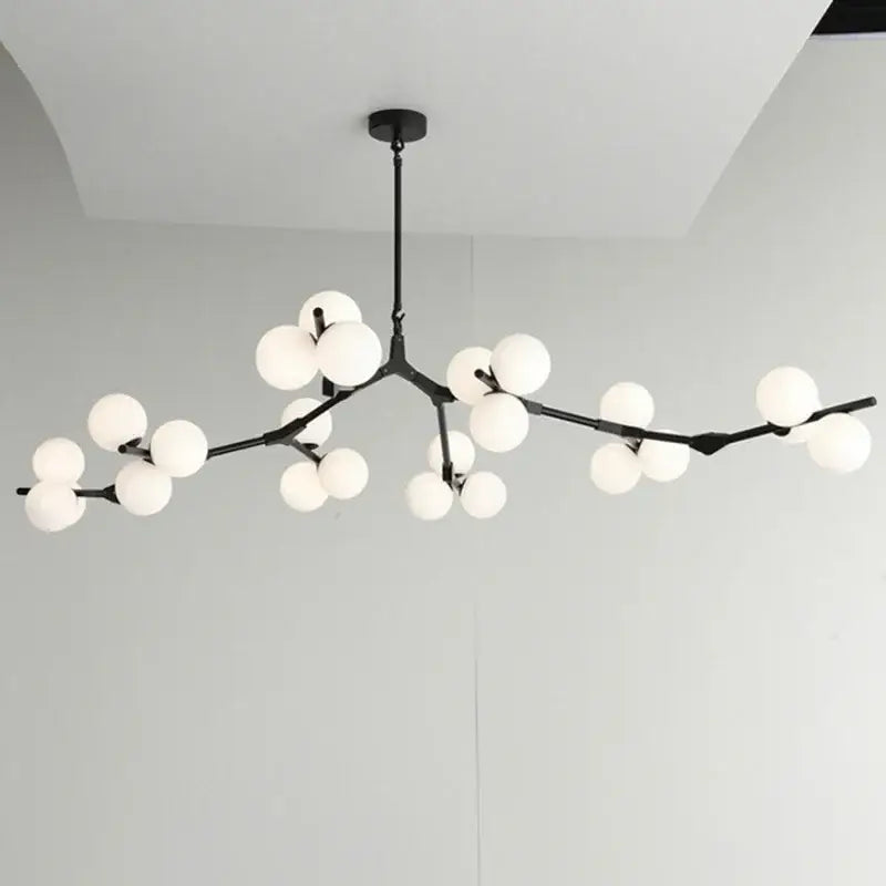Black gold glass ball branch chandelier for living room