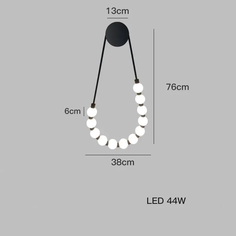 Modern black gold led necklace wall lamp for bedroom