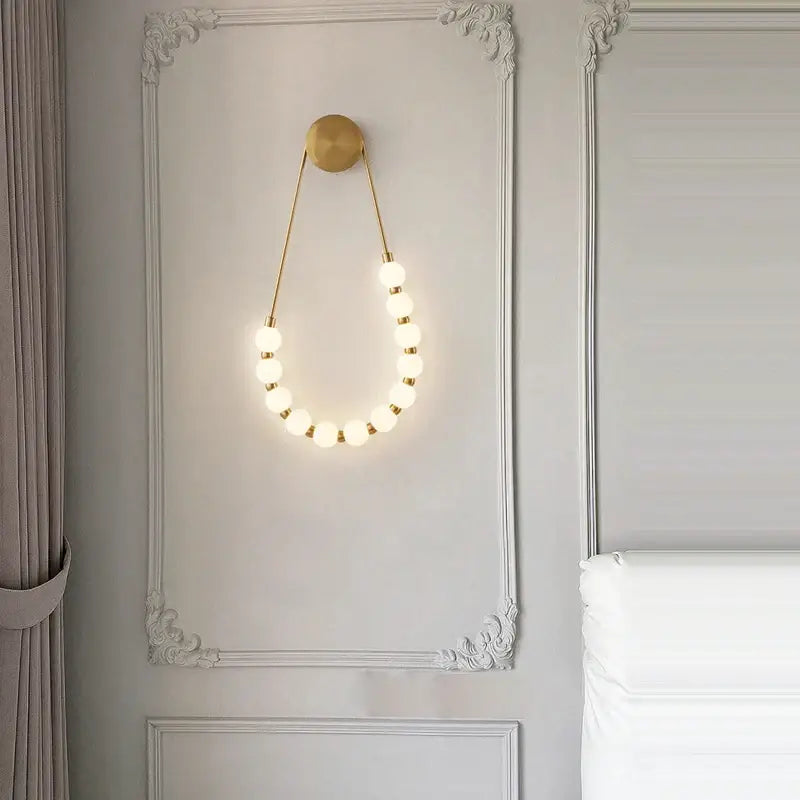 Modern black gold led necklace wall lamp for bedroom